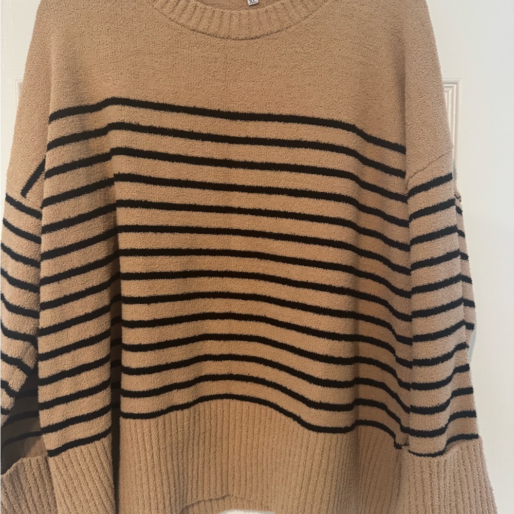 Striped Tan and Black Women's Sweater